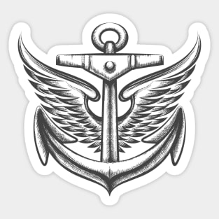 Ship Anchor with Wings Sticker